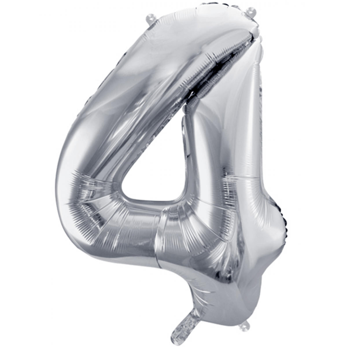 Folienballon XXL "Zahl 4 Silber" - 86 cm - gefüllt