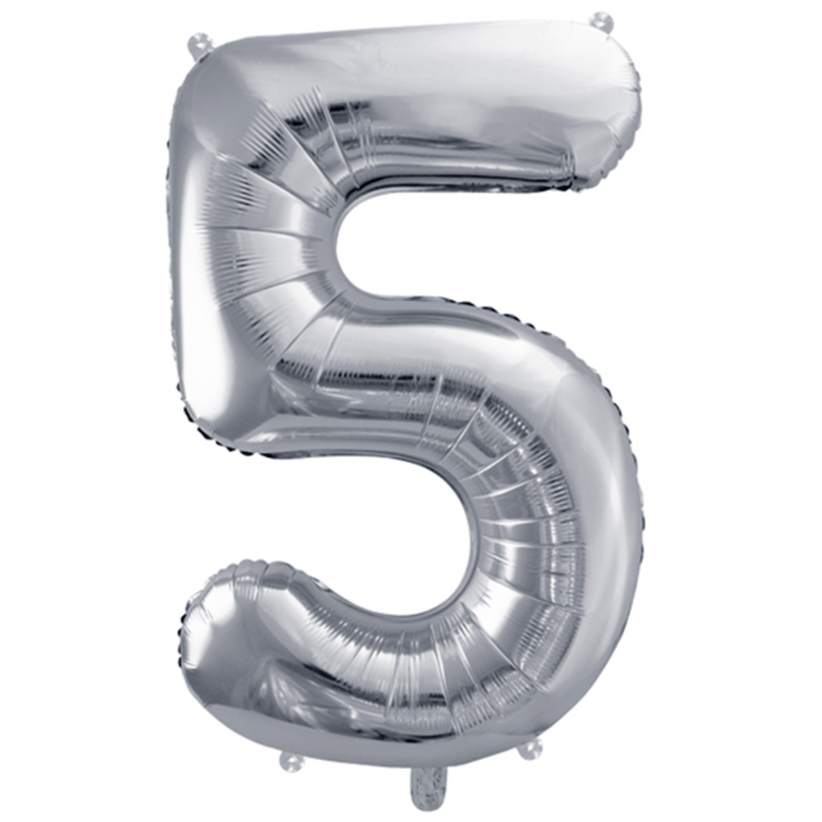 Folienballon XXL "Zahl 5 Silber" - 86 cm - gefüllt