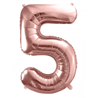 Folienballon XXL "Zahl 5 Roségold" - 86 cm - gefüllt