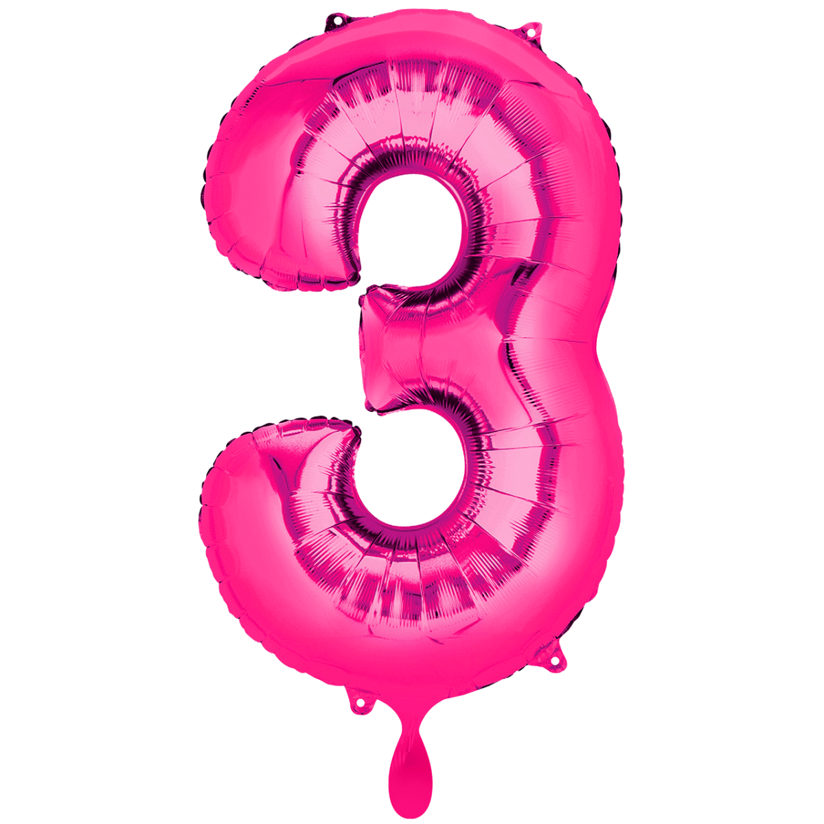 Folienballon XXL "Zahl 3 Pink" - 86 cm - gefüllt