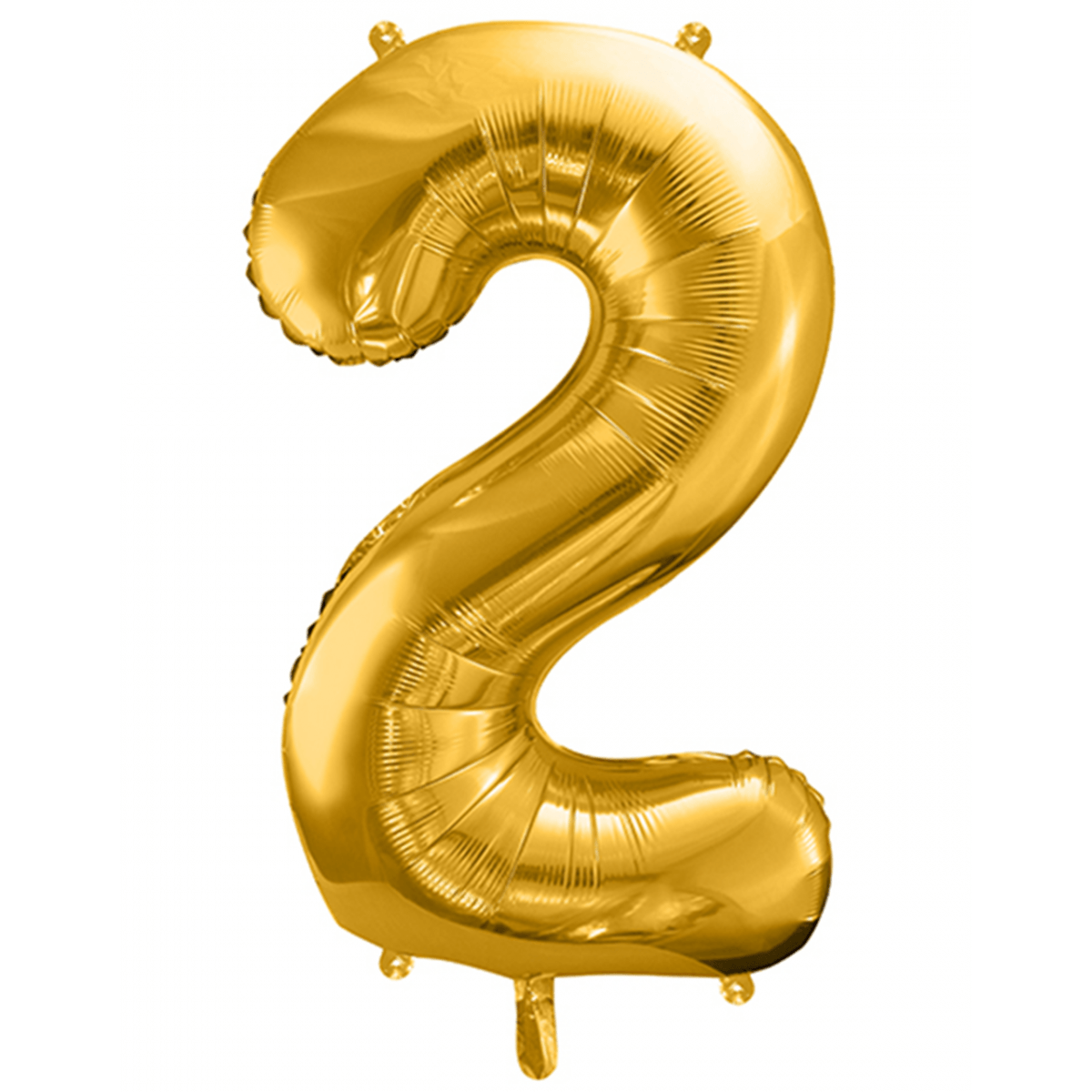 Folienballon XXL "Zahl 2 Gold" - 86 cm - gefüllt