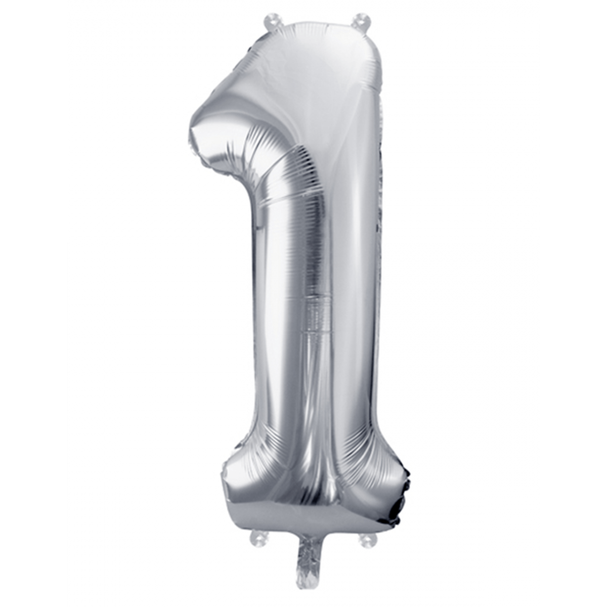 Folienballon XXL "Zahl 1 Silber" - 86 cm - gefüllt