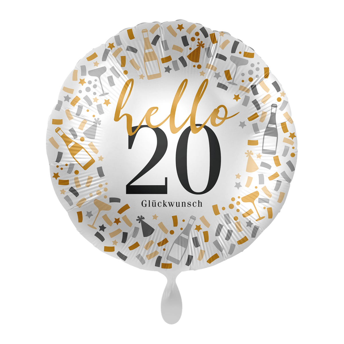 Folienballon "Hello 20" - 43 cm - gefüllt