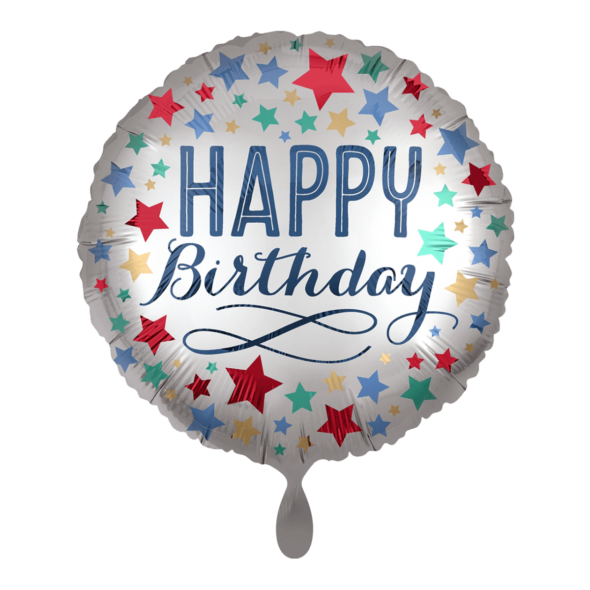 Folienballon "Happy Birthday Satin with Stars" - 45 cm - gefüllt