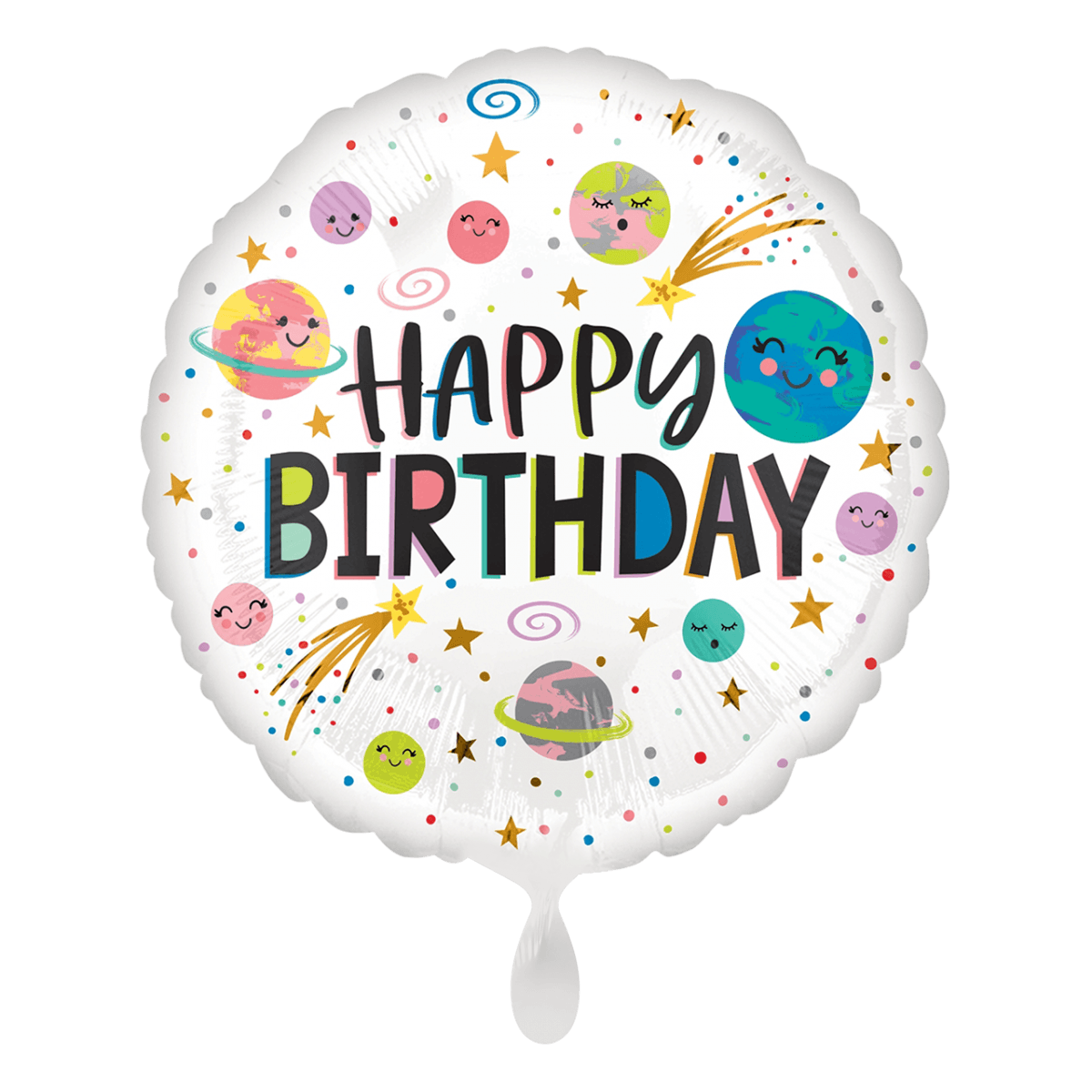 Folienballon "Happy Birthday Smiling Galaxy" - 43 cm - gefüllt