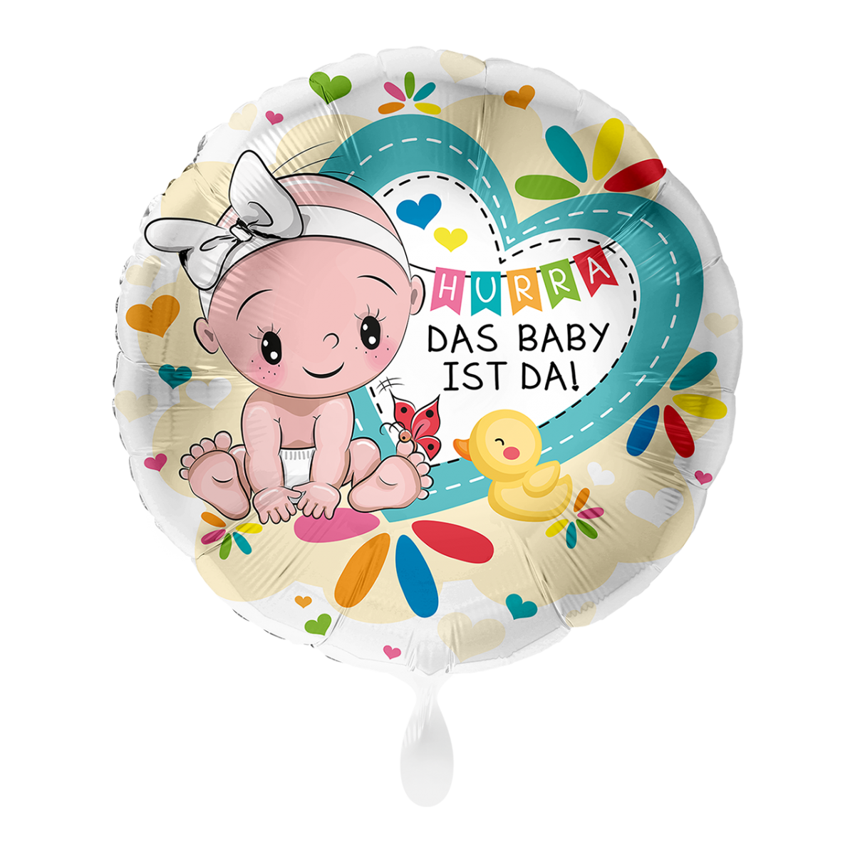 Folienballon "Hurra das Baby ist da" - 43 cm - gefüllt