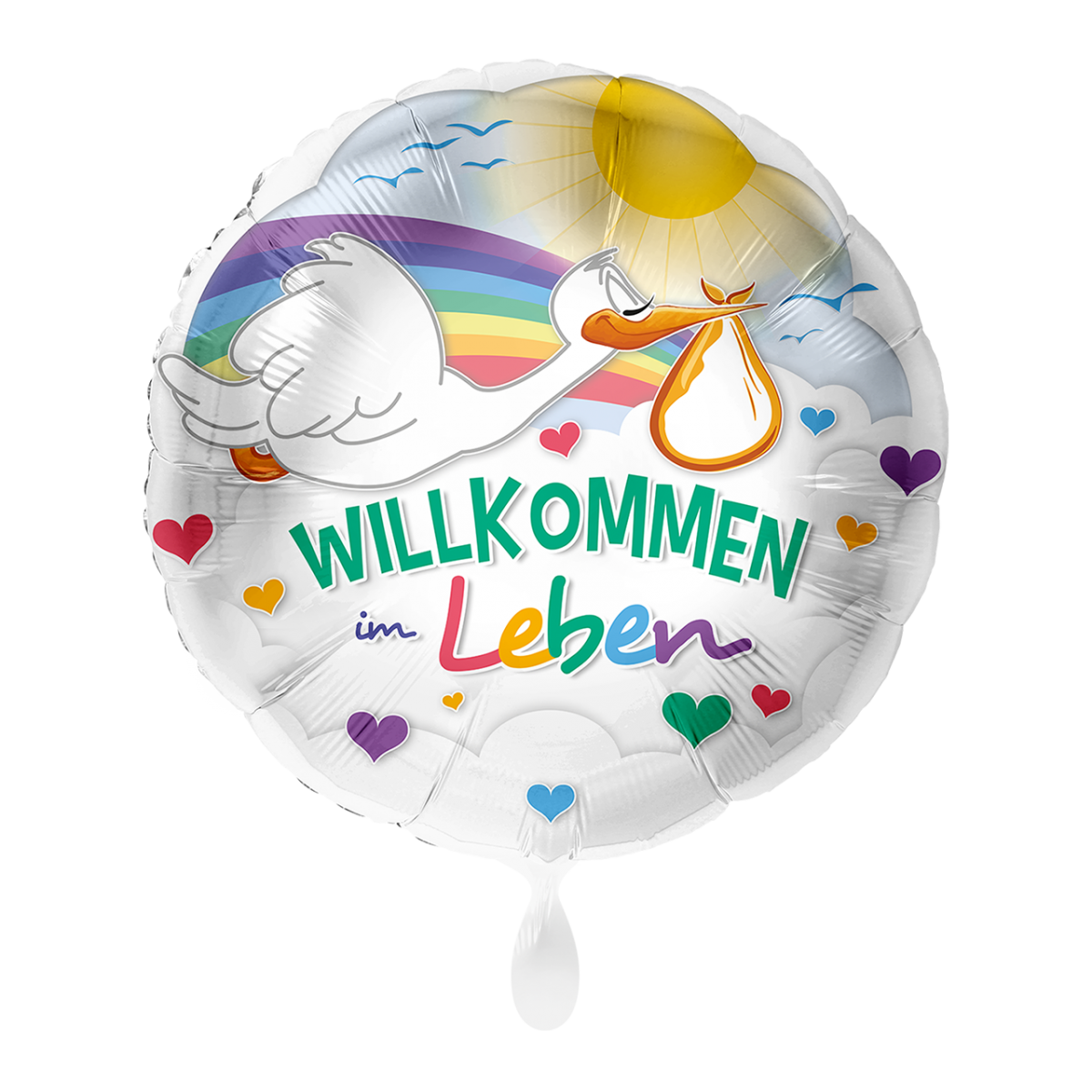 Folienballon "Willkommen im Leben" - 43 cm - gefüllt