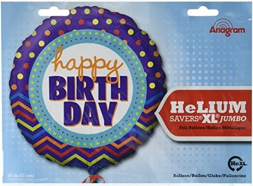 Folienballon XXL "Happy Brithday Dots" - 71 cm - gefüllt