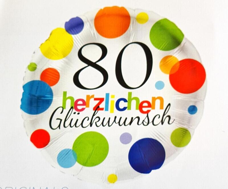 Folienballon "Herzlichen Glückwunsch 80" - 43 cm - gefüllt