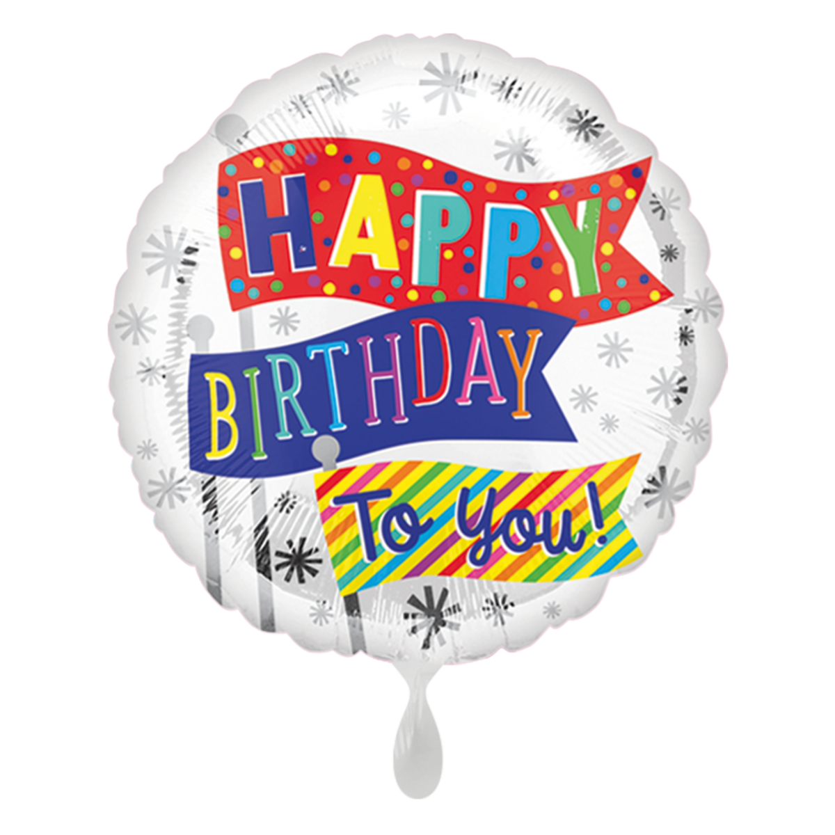 Folienballon "Happy Birthday Fun Flags" - 43 cm - gefüllt