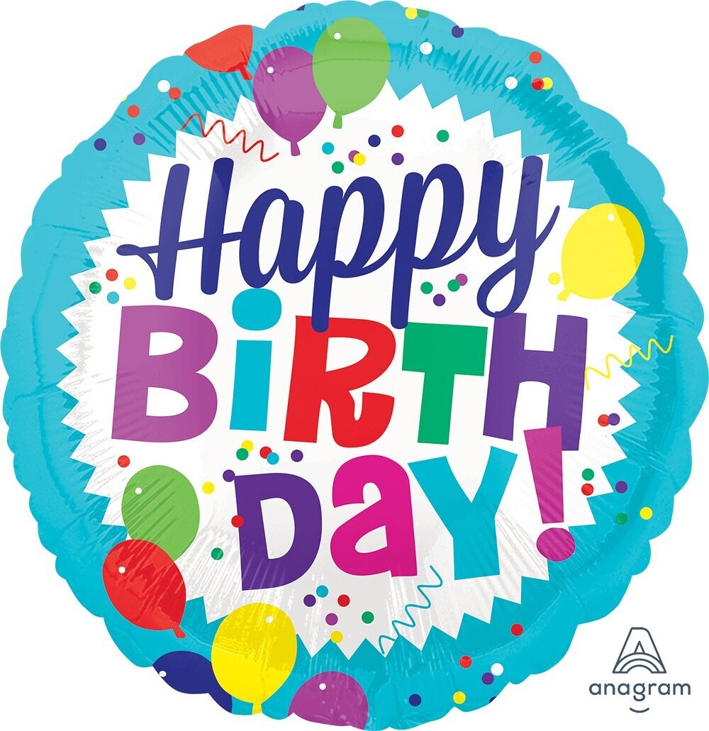 Folienballon "Happy Birthday Ballon Burst" - 43 cm - gefüllt