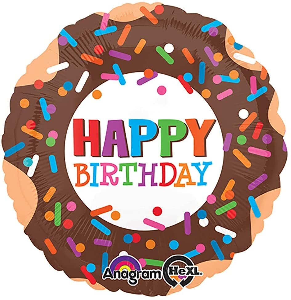 Folienballon "Happy Birthday Donut" - 43 cm - gefüllt