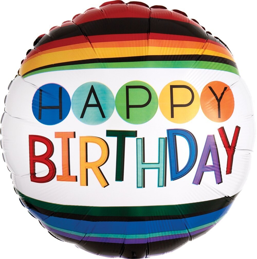 Folienballon "Happy Birthday Regenbogen" - 43 cm - gefüllt