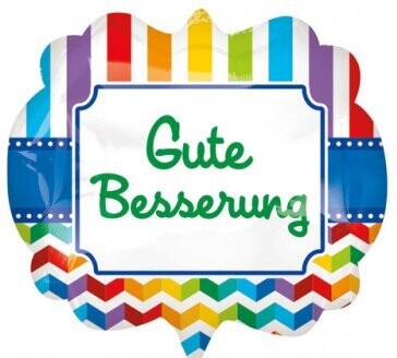 Folienballon XXL "Gute Besserung bright stripe & chevron" - 63 cm x 55 cm - gefüllt