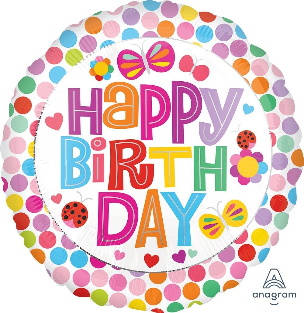 Folienballon "Happy Birthday Flower" - 43 cm - gefüllt