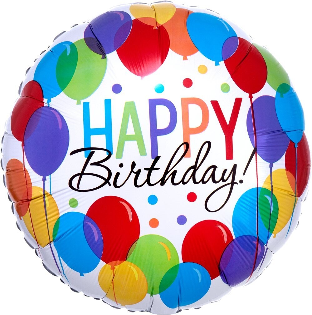 Folienballon "Happy Birthday Balloon Blush" - 43 cm - gefüllt