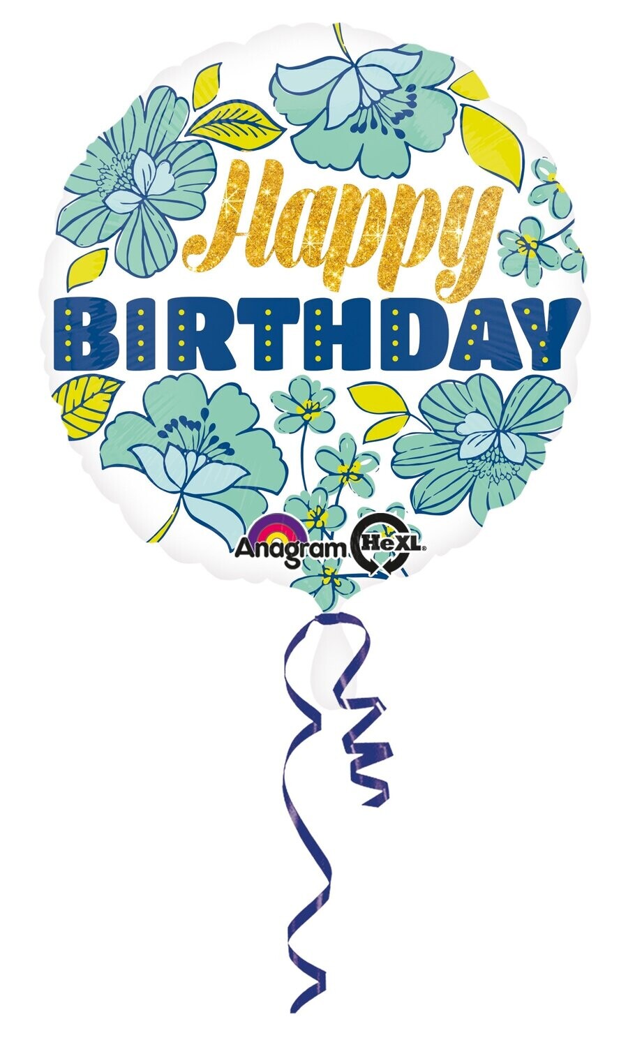 Folienballon "Happy Birthday Floral" - 43 cm - gefüllt