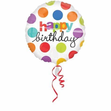 Folienballon "Happy Birthday Punkte" - 43 cm - gefüllt