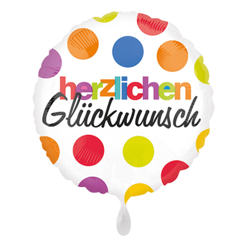 Folienballon "Herzlichen Glückwunsch Punkte" - 43 cm - gefüllt