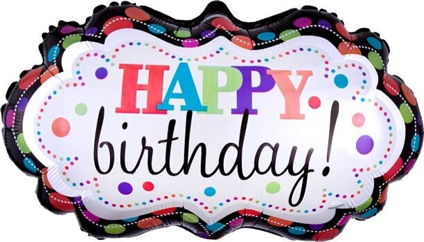 Folienballon XXL "Happy Birthday Marquee" - 41 cm x 69 cm - gefüllt