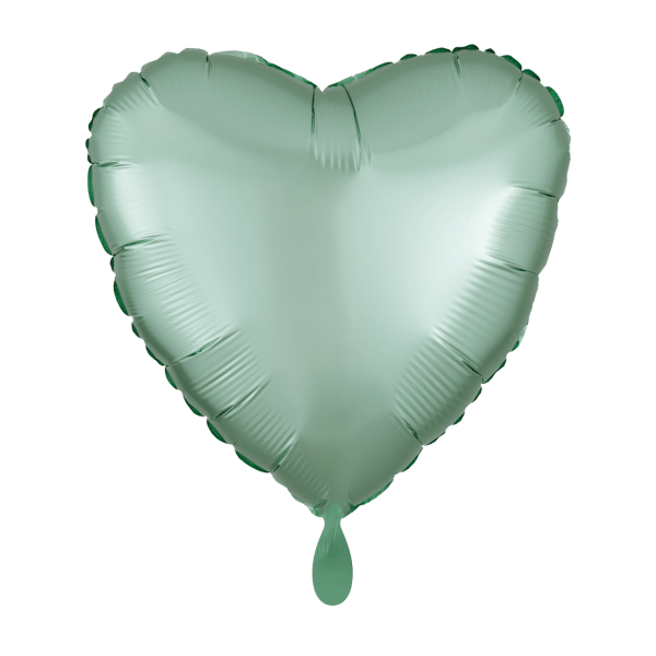 Folienballon Herz "Mintgrün Satin" - 45 cm - gefüllt