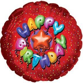 Folienballon "Happy Birthday Red Star" - 45 cm - gefüllt