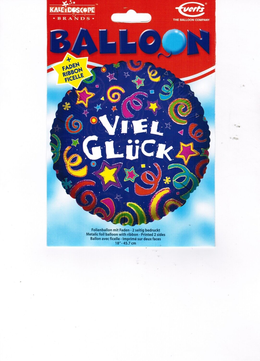 Folienballon "Viel Glück" - 45 cm - gefüllt