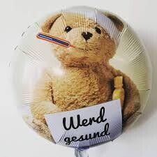 Folienballon "Werd Gesund Teddybär " - 45 cm - gefüllt