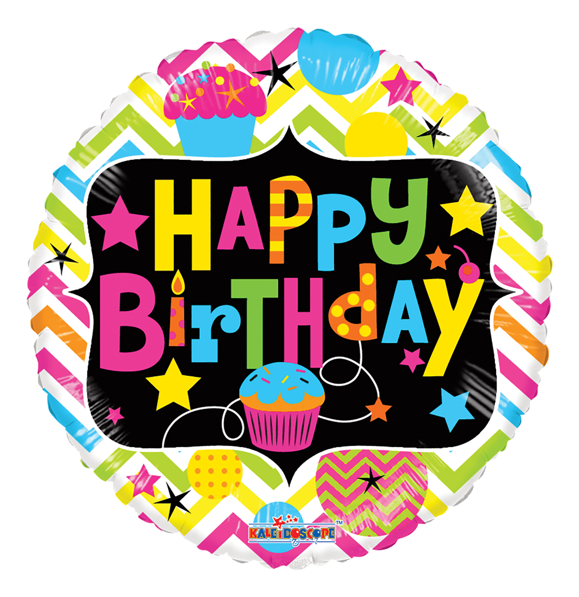 Folienballon "Happy Birthday mit Cupcake" - 45 cm - gefüllt