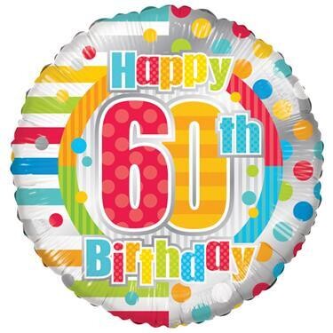 Folienballon "Happy 60th Birthday" - 45 cm - gefüllt