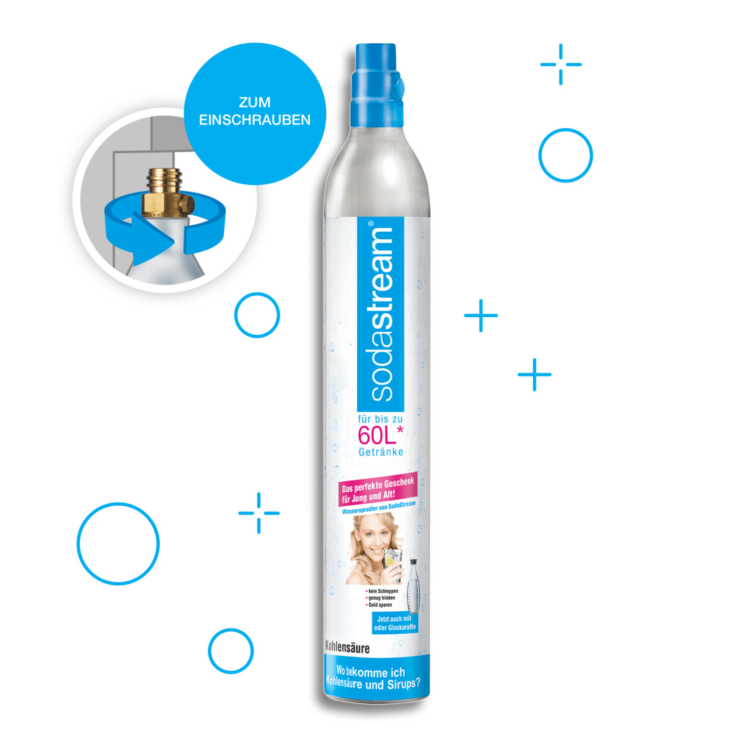 Kohlensäure 425 g - gefüllter Universal-Gaszylinder BLAU