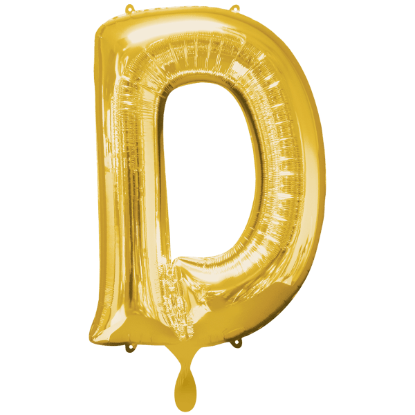 Folienballon XXL "Buchstabe D Gold" - 86 cm - gefüllt