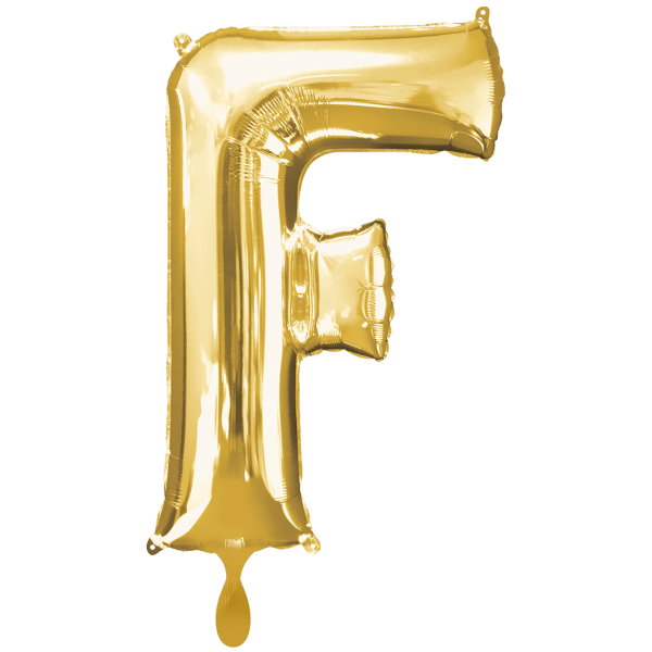 Folienballon XXL "Buchstabe F Gold" - 86 cm - gefüllt