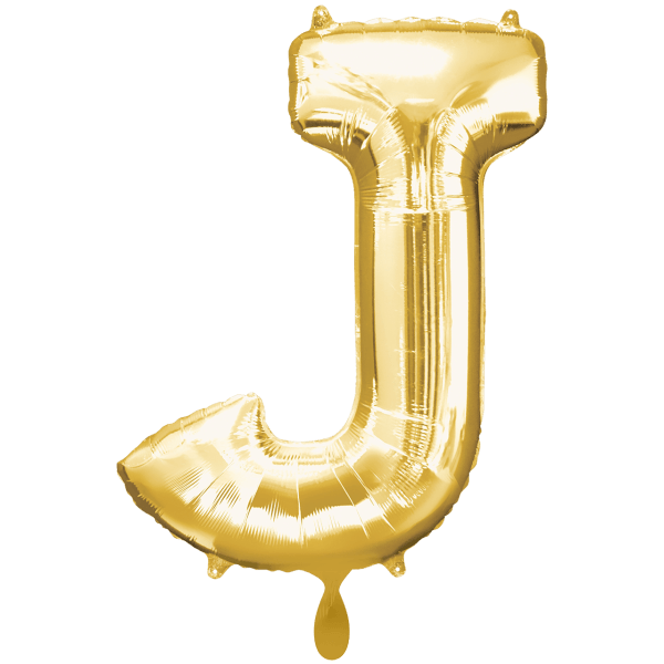 Folienballon XXL "Buchstabe J Gold" - 86 cm - gefüllt