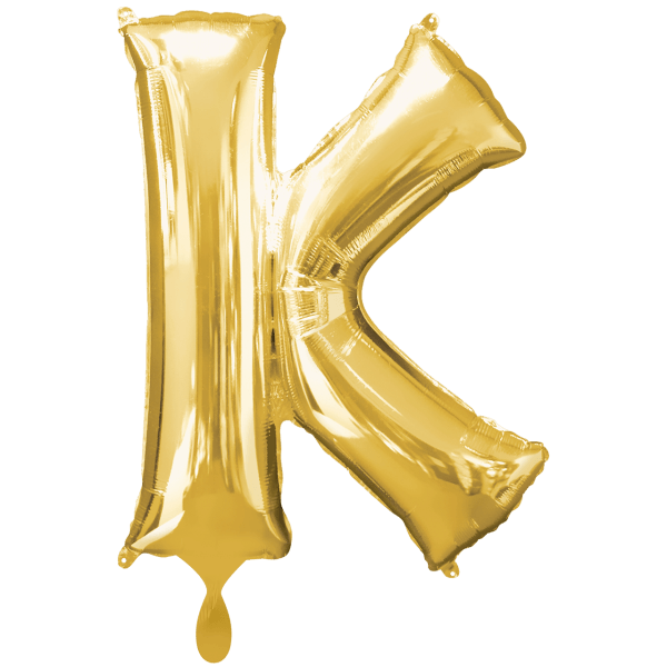 Folienballon XXL "Buchstabe K Gold" - 86 cm - gefüllt