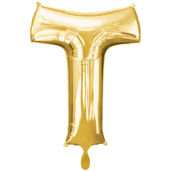 Folienballon XXL "Buchstabe T Gold" - 86 cm - gefüllt