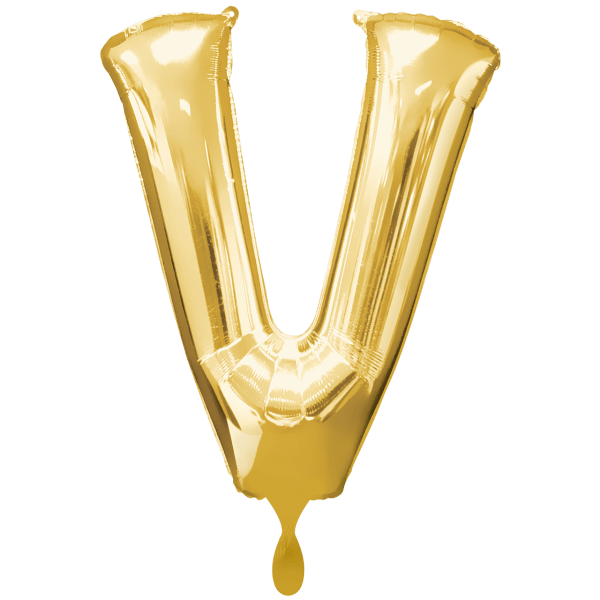 Folienballon XXL "Buchstabe V Gold" - 86 cm - gefüllt