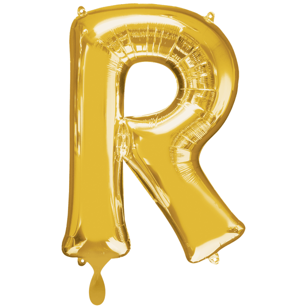 Folienballon XXL "Buchstabe R Gold" - 86 cm - gefüllt