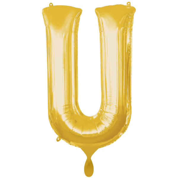 Folienballon XXL "Buchstabe U Gold" - 86 cm - gefüllt