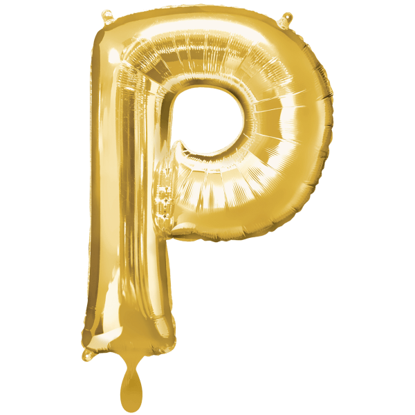 Folienballon XXL "Buchstabe P Gold" - 86 cm - gefüllt