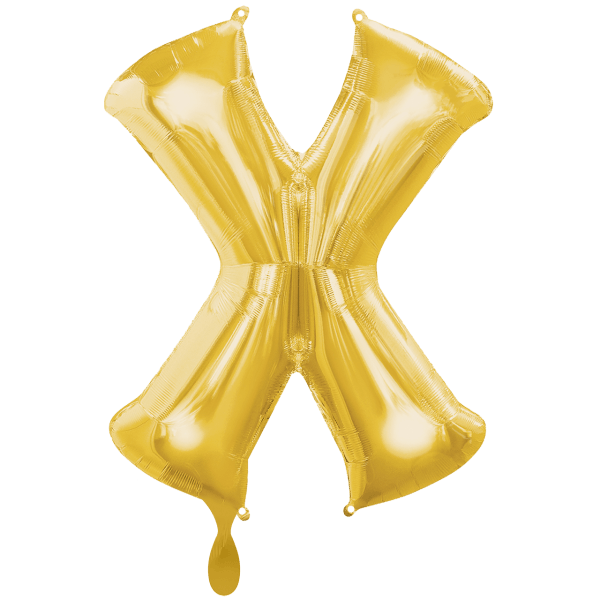 Folienballon XXL "Buchstabe X Gold" - 86 cm - gefüllt