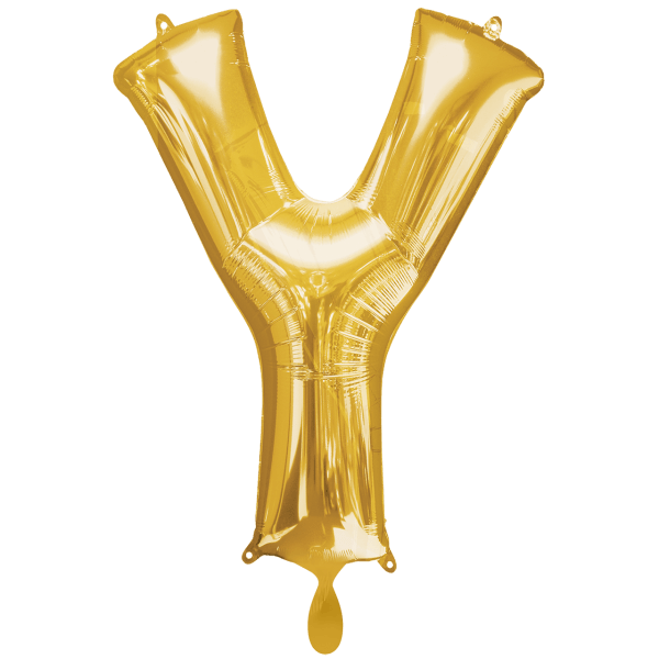 Folienballon XXL "Buchstabe Y Gold" - 86 cm - gefüllt