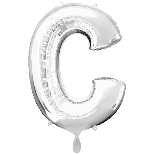 Folienballon XXL Folienballon XXL "Buchstabe C Silber" - 86 cm - gefüllt