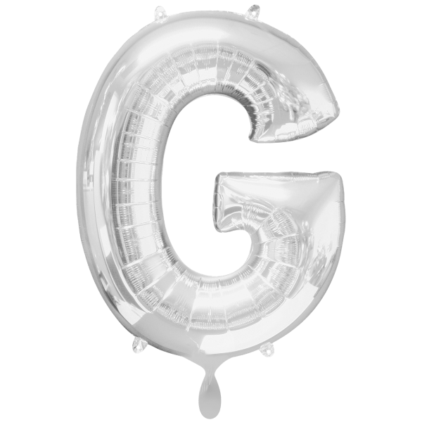 Folienballon XXL "Buchstabe G Silber" - 86 cm - gefüllt