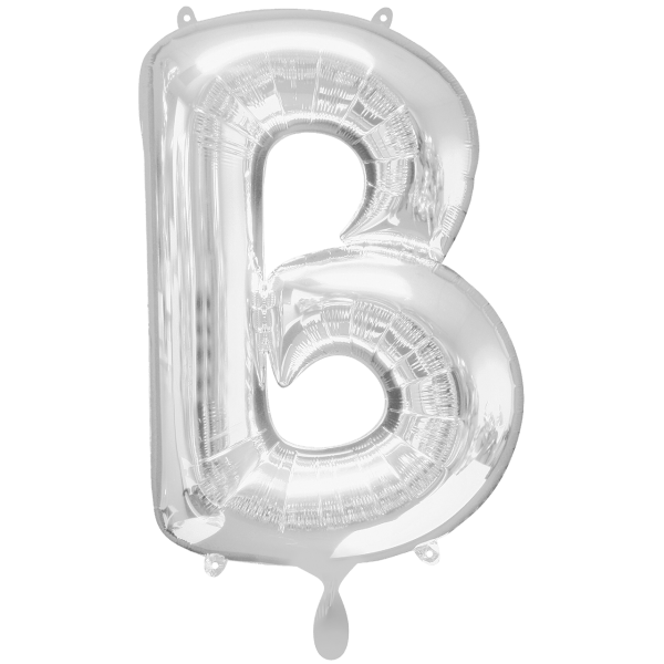 Folienballon XXL "Buchstabe B Silber" - 86 cm - gefüllt
