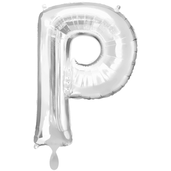 Folienballon XXL "Buchstabe P Silber" - 86 cm  -gefüllt