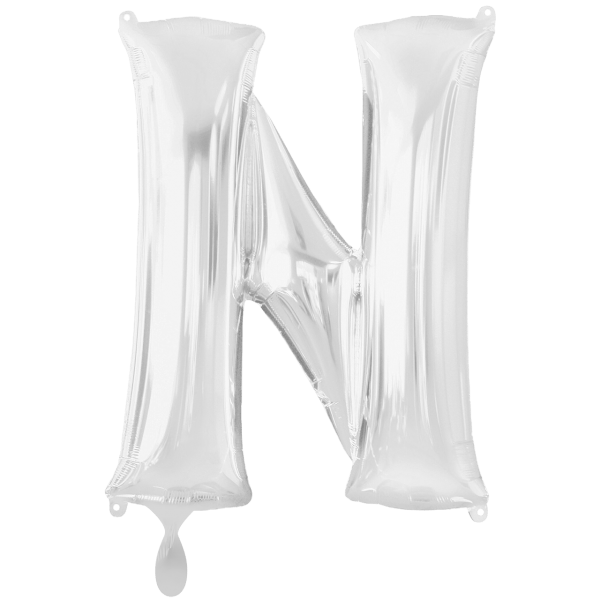 Folienballon XXL "Buchstabe N Silber" - 86 cm - gefüllt
