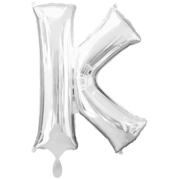 Folienballon XXL "Buchstabe K Silber" - 86 cm - gefüllt