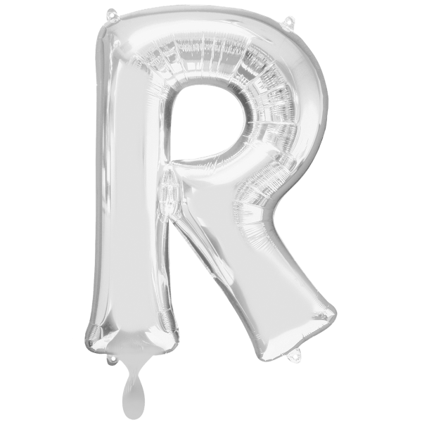 Folienballon XXL "Buchstabe R Silber" - 86 cm - gefüllt