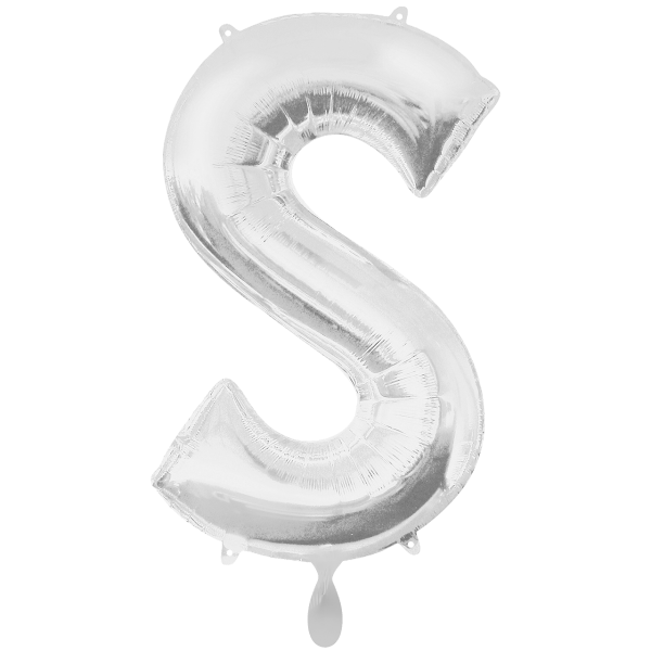 Folienballon XXL "Buchstabe S Silber" - 86 cm - gefüllt